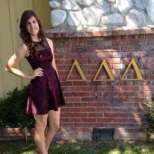 Maroon Floral Skater Dress